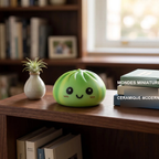 Squishy Dumpling Tie & Dye Vert Bleu — en situation sur un bureau