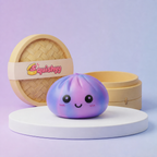 Squishy Dumpling Tie & Dye Violet — vu de face sur fond neutre