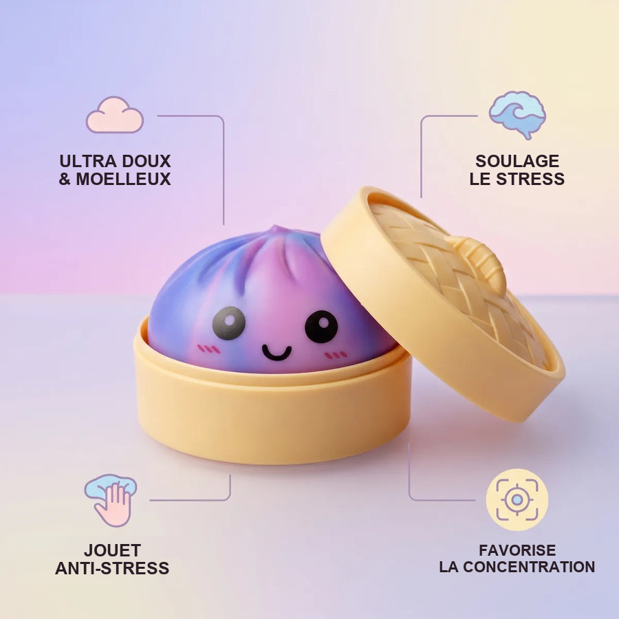 Squishy Dumpling Tie & Dye Violet — utilisé comme anti-stress