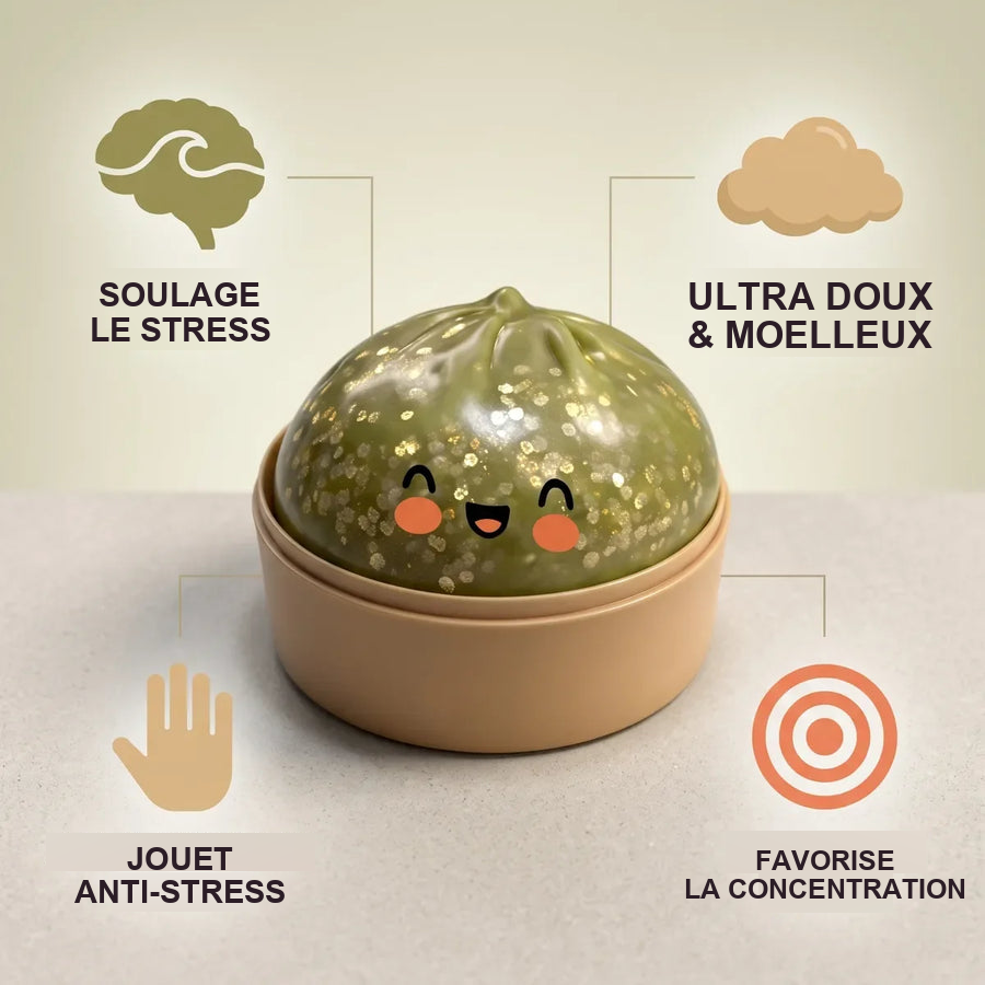 Squishy Dumpling Vert Émeraude Pailleté — détail des finitions
