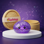 Squishy Dumpling Violet à Paillettes — photographié en studio