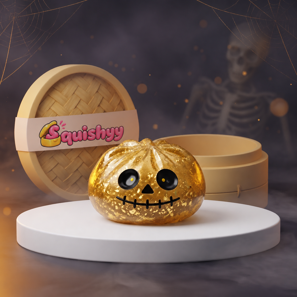 Squishy Dumpling Zombie doré — Halloween — vu de face