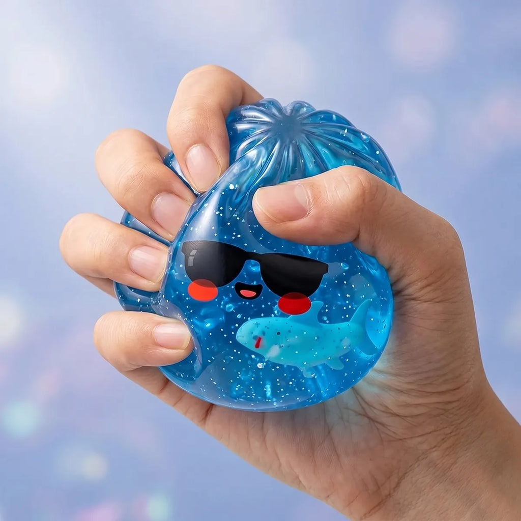 Squishy Dumpling à Lunettes Noires — en situation de jeu