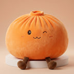Squishy Dumpling Orange XXL Coussin — vu de face sur fond neutre