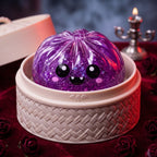 Squishy Dumpling Vampire violet à paillettes — Halloween — avec sa boîte Halloween