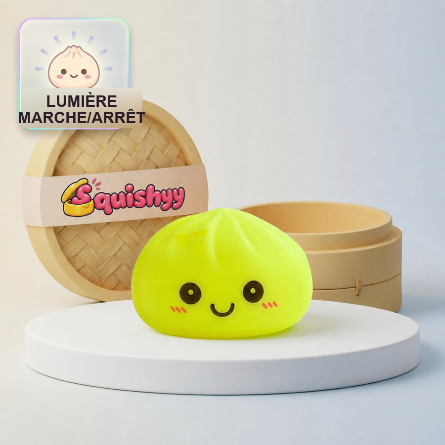 Veilleuse Squishy Dumpling Jaune — vue de face sur fond neutre