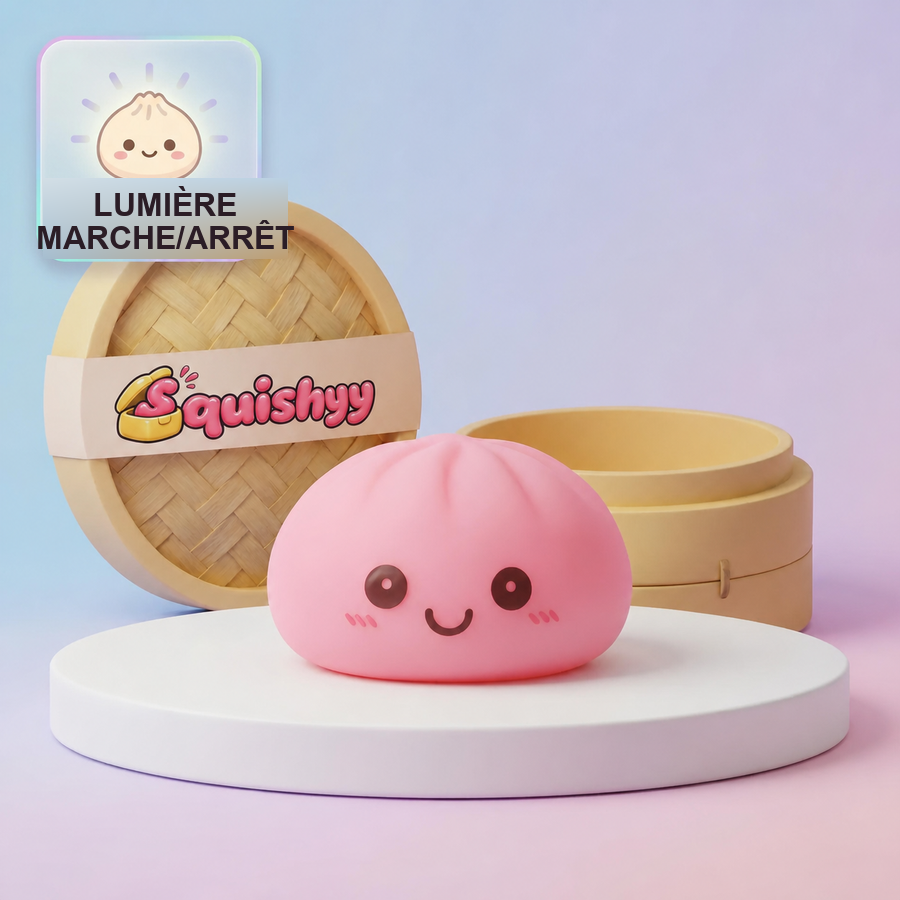 Veilleuse Squishy Dumpling Rose — vue de face sur fond neutre