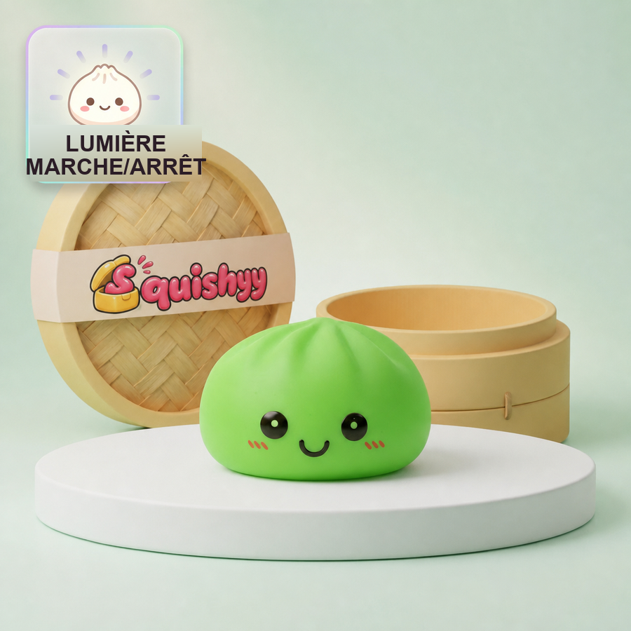 Veilleuse Squishy Dumpling Verte — vue de face sur fond neutre