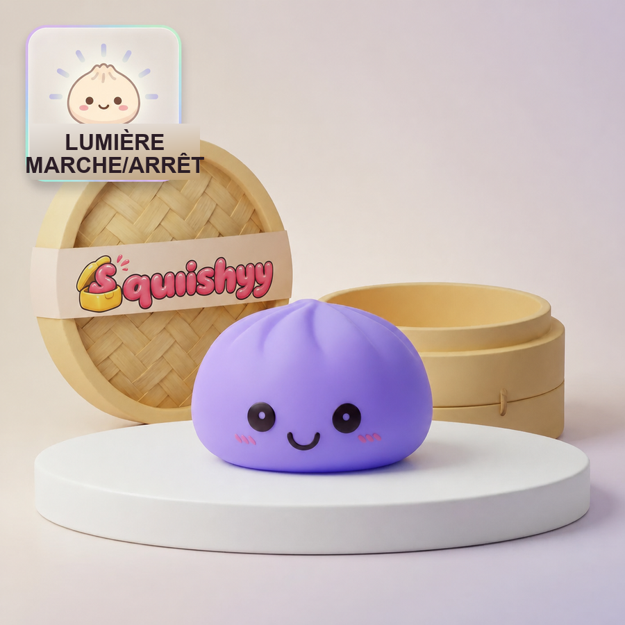Veilleuse Squishy Dumpling Violette — vue de face sur fond neutre