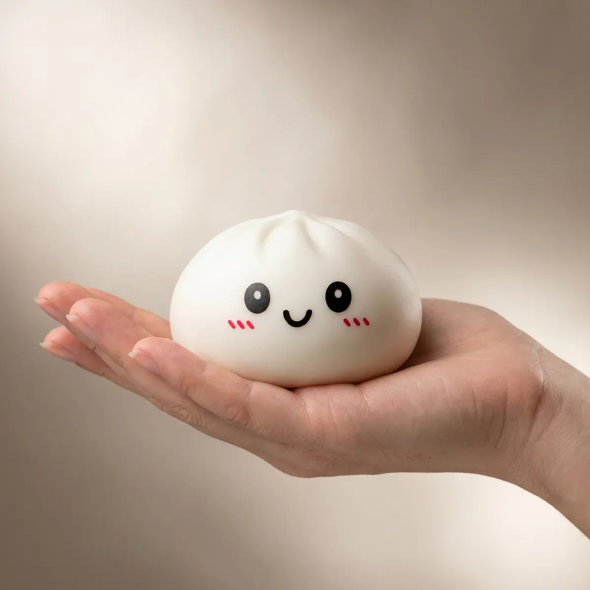 Squishy Dumpling Blanc Neige — tenu dans la main