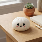 Squishy Dumpling Blanc Neige — dans son panier vapeur en bambou