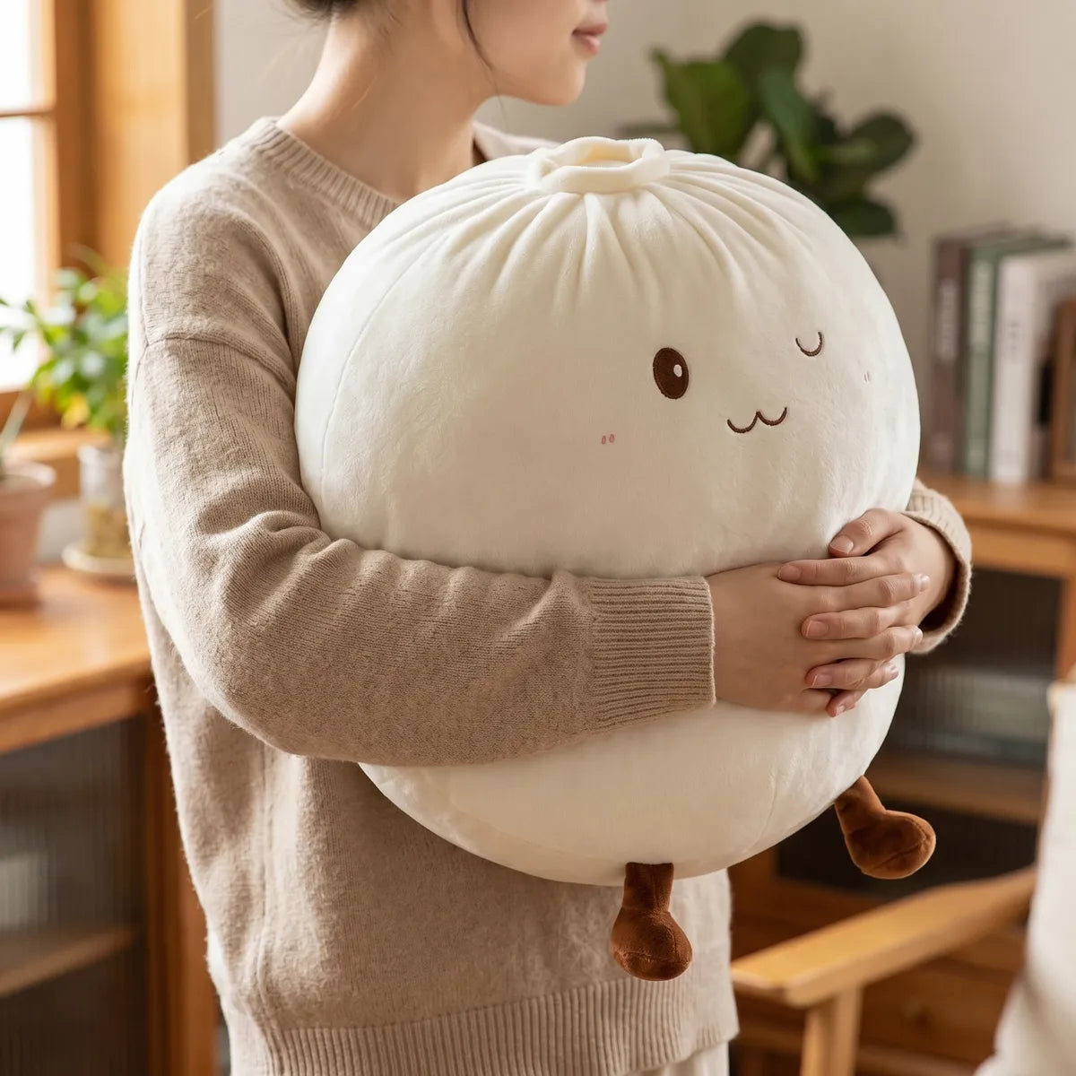 Squishy Dumpling Blanc XXL Coussin — serré dans les bras