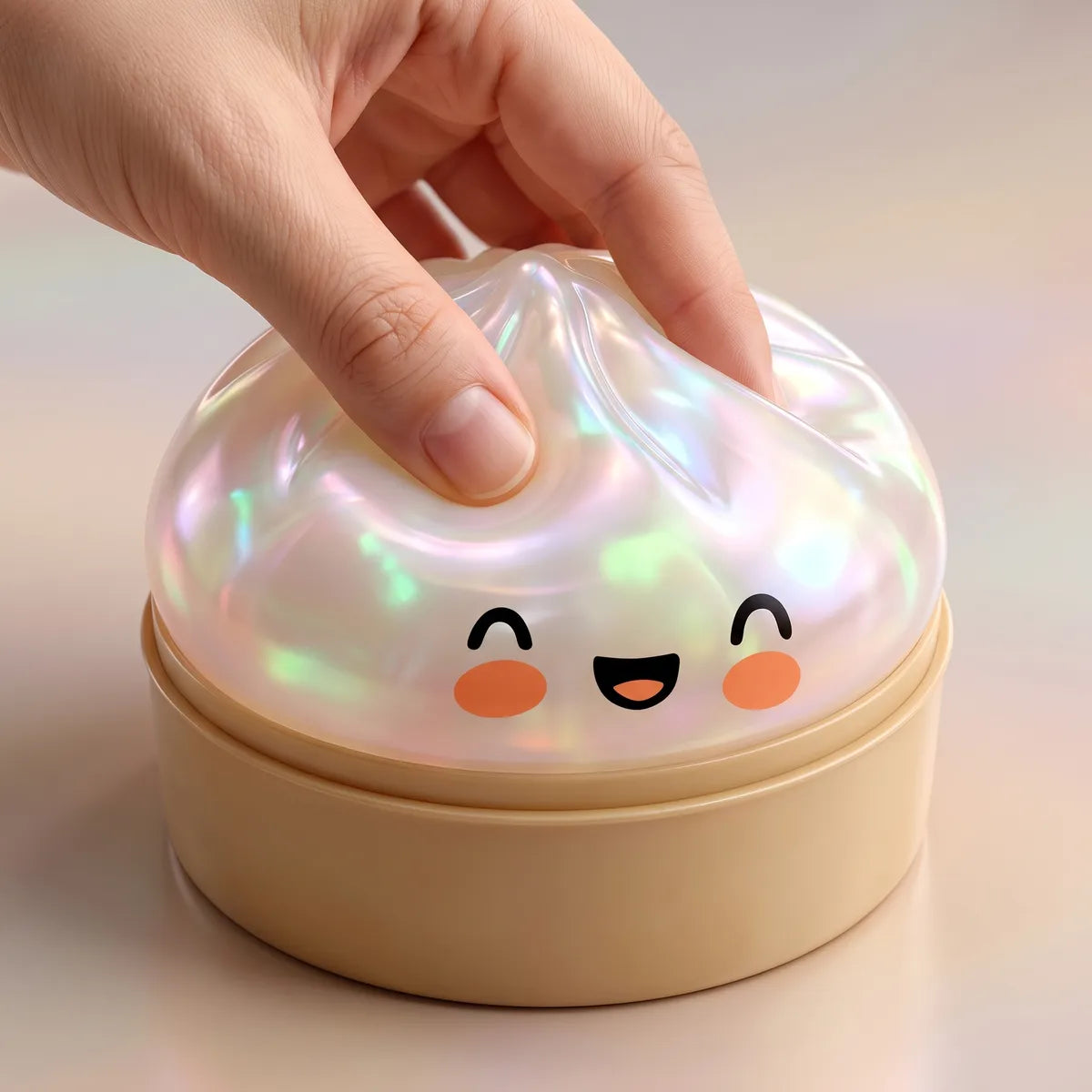 Squishy Dumpling Blanc Nuage — pressé entre les doigts
