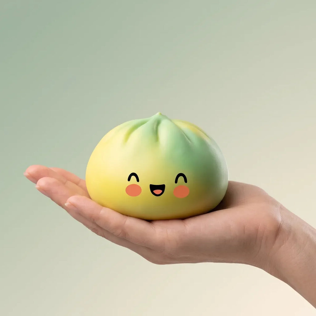 Squishy Dumpling Jaune Dégradé — tenu dans la main